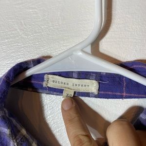 Gilded Intent purple plaid top XS.
